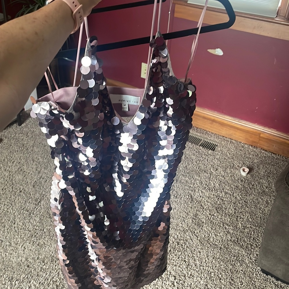 Adeline Rae pink/rose sequin eggshell-like dress. Wore once for trip to Vegas